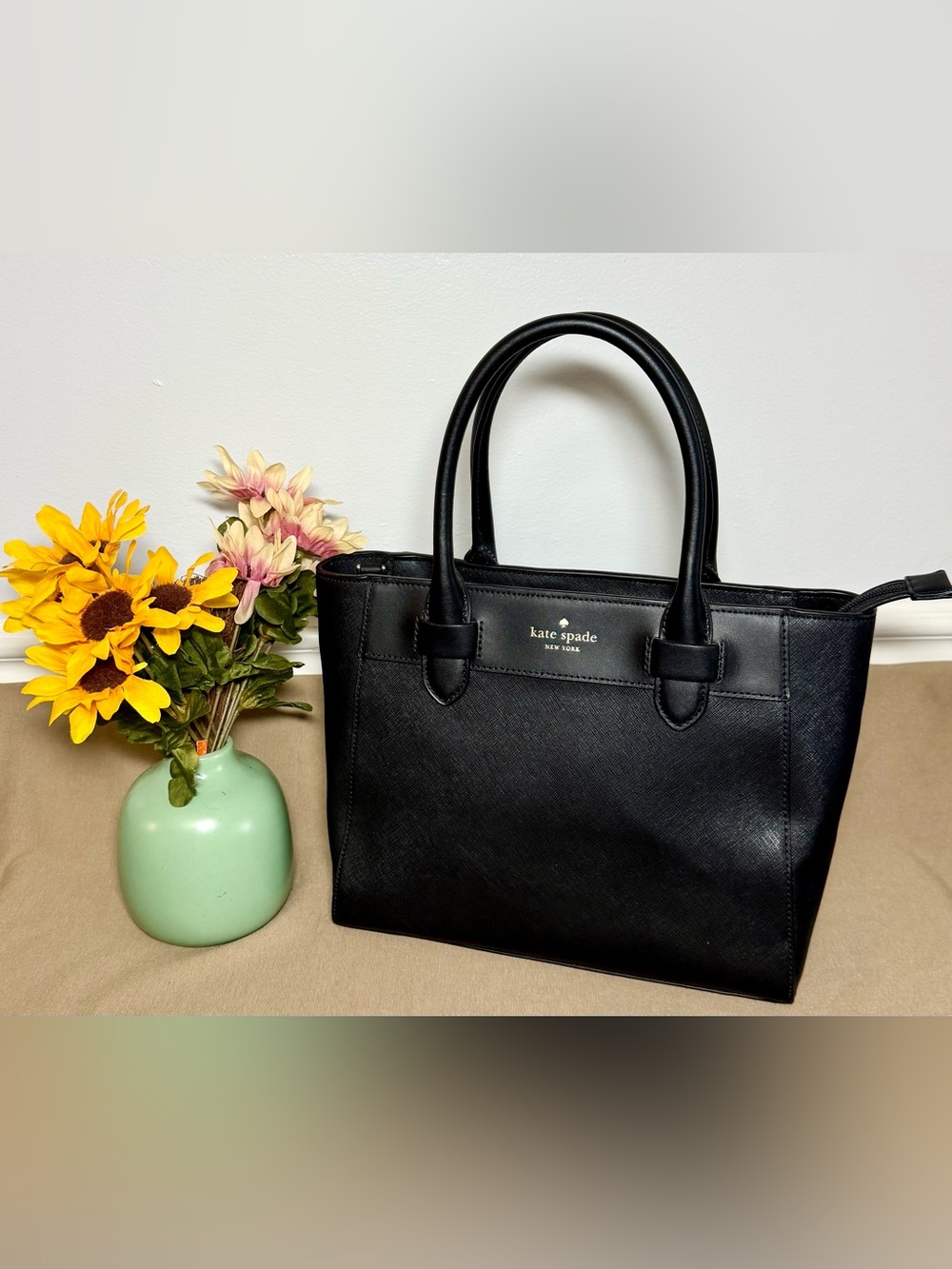 kate spade Black VeganLeather Structured Tote | Excellent Used Condition